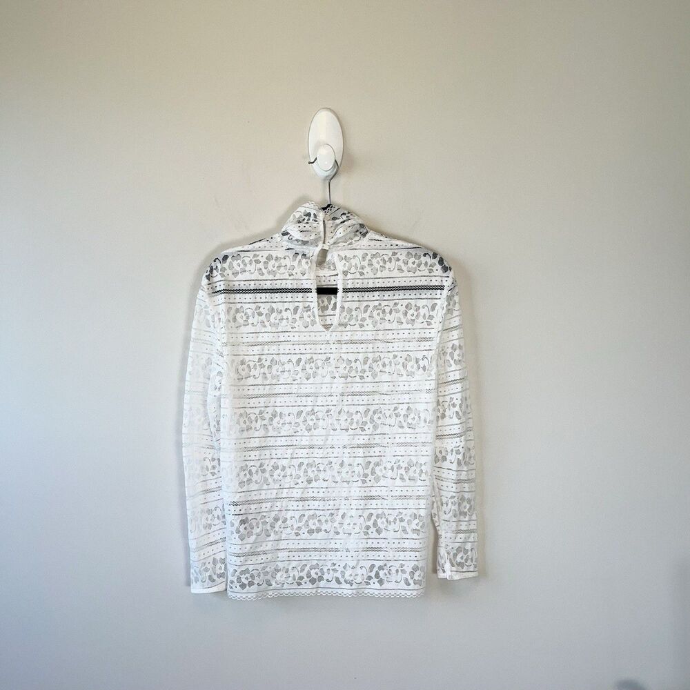 Sandro Paris Hamia White Floral Lace Blouse High Neck Quiet Luxury Size 1/Small - Picture 5 of 16